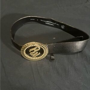 Black and Gold Leather Belt